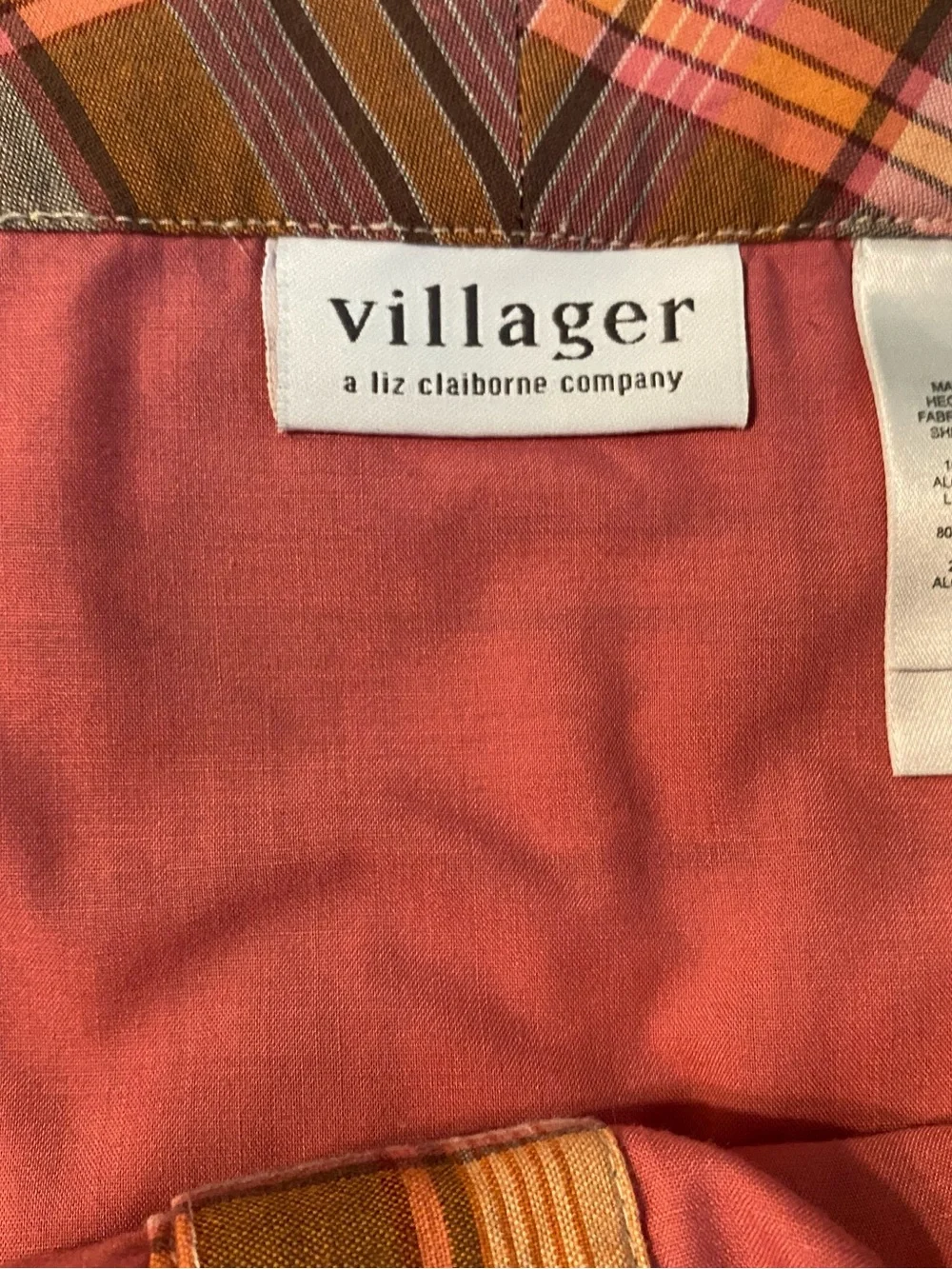 Plaid Button-Front Skirt in Pink and Brown